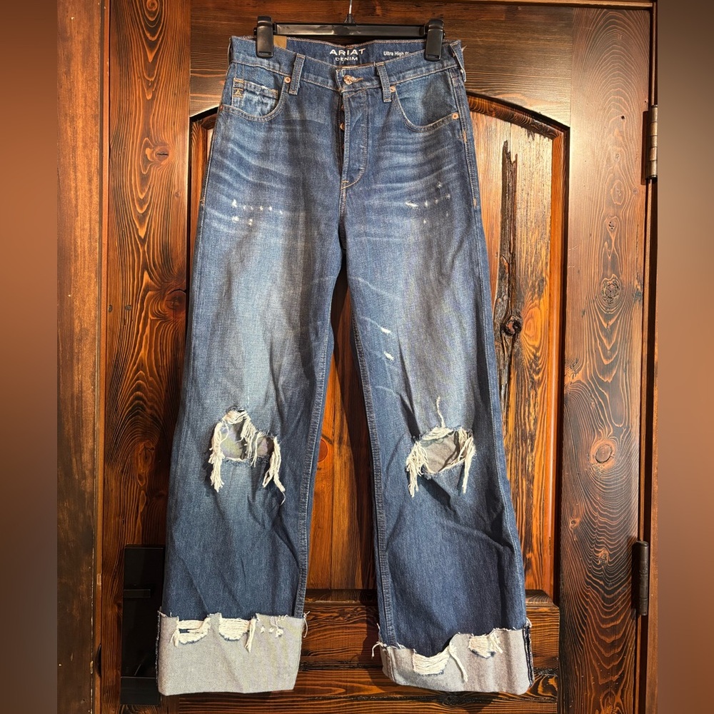 Ariat Ultra High Rise Haiti Tomboy Wide Leg Denim Jean - Picture 5 of 15